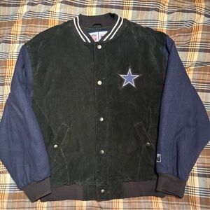 Dallas Cowboys Logo 7 Vintage Suede Leather/Wool Bomber Jacket Men’s Med
